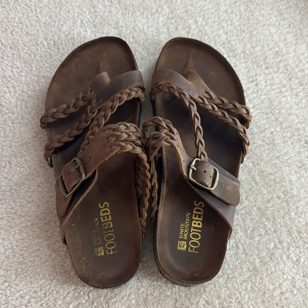 Women’s White Mountain Footbeds Braided Thong Sandals Sz 8 - Picture 2 of 3
